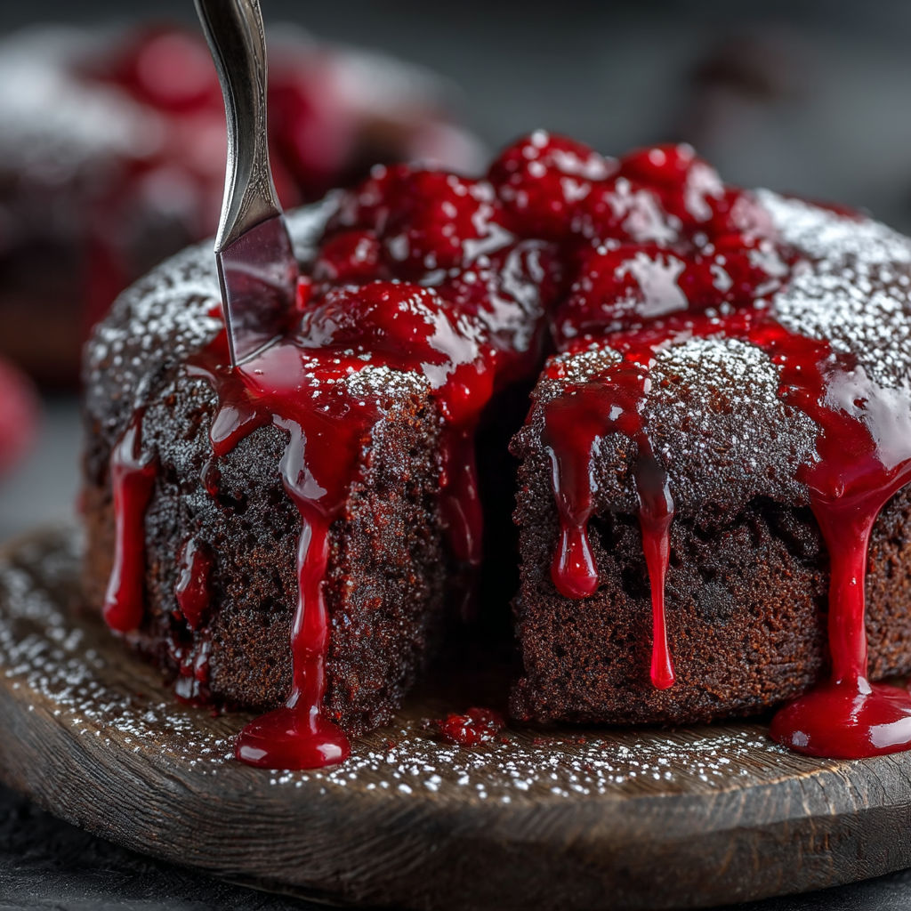 Une tarte aux fruits rouges sur un plateau de bois.