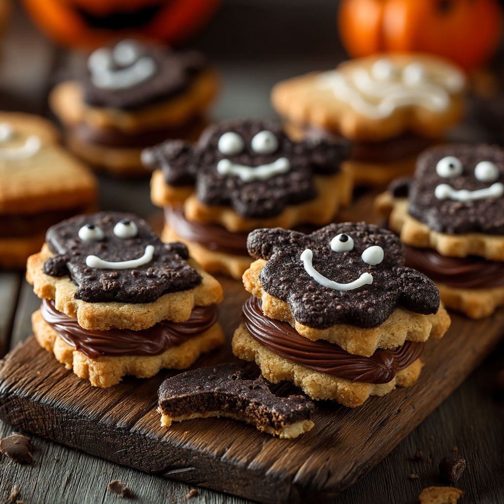 Desserts sur une plaque de bois.