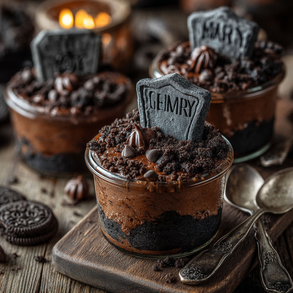 Desserts with chocolate and candy.