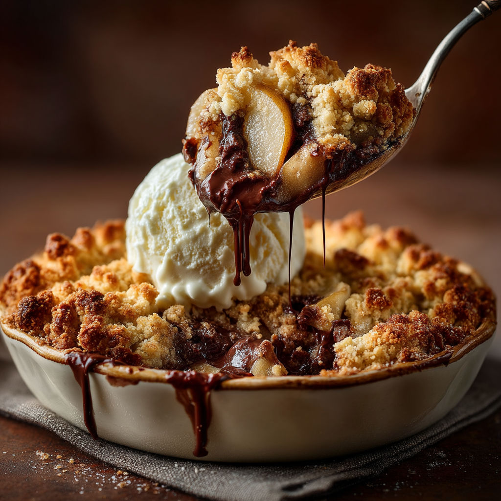 Une tarte aux pommes avec une louche de crème chantilly.