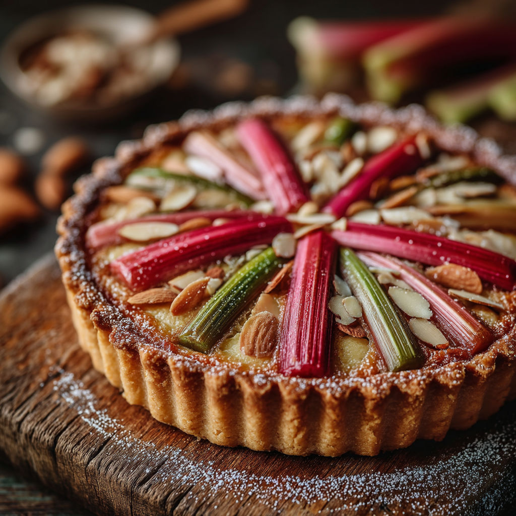 Une tarte aux fruits de saison sur une table de bois.