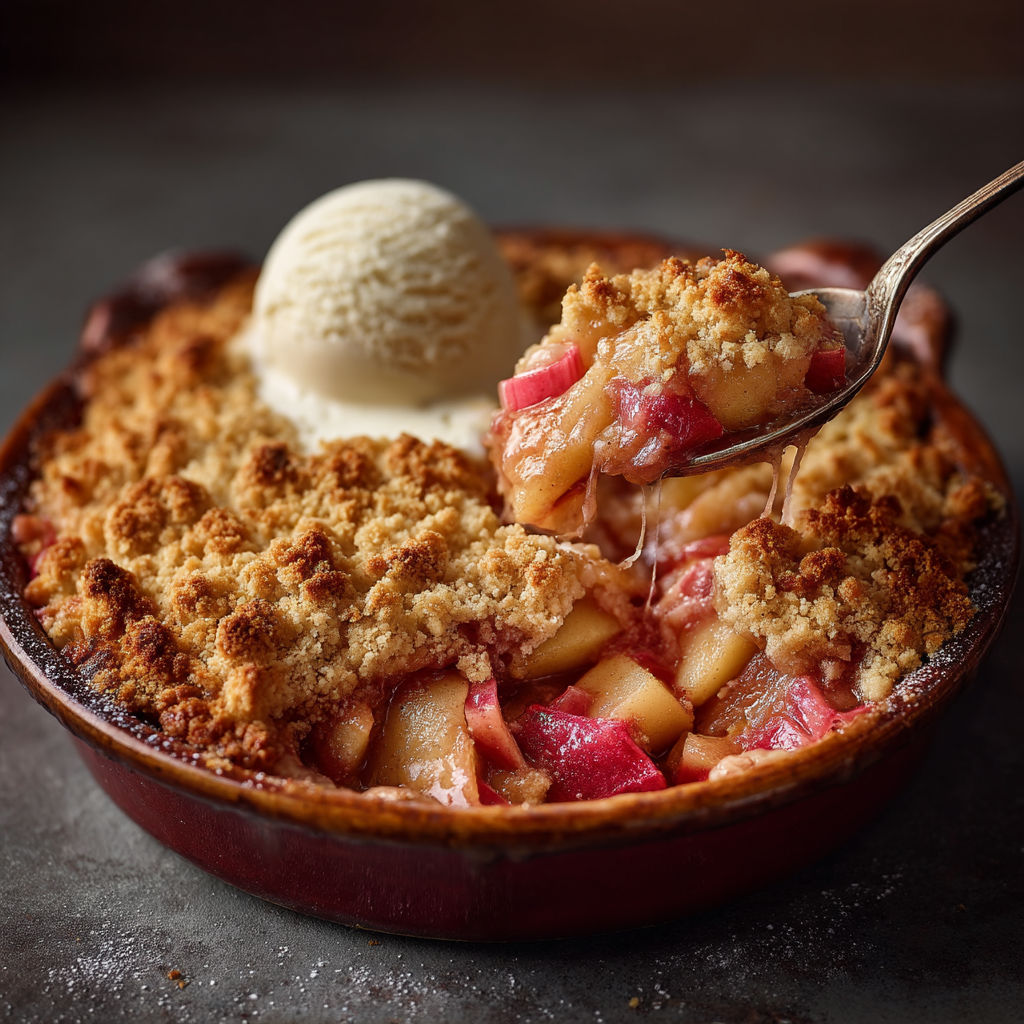 Une tarte aux pommes est servie dans un bol en verre.