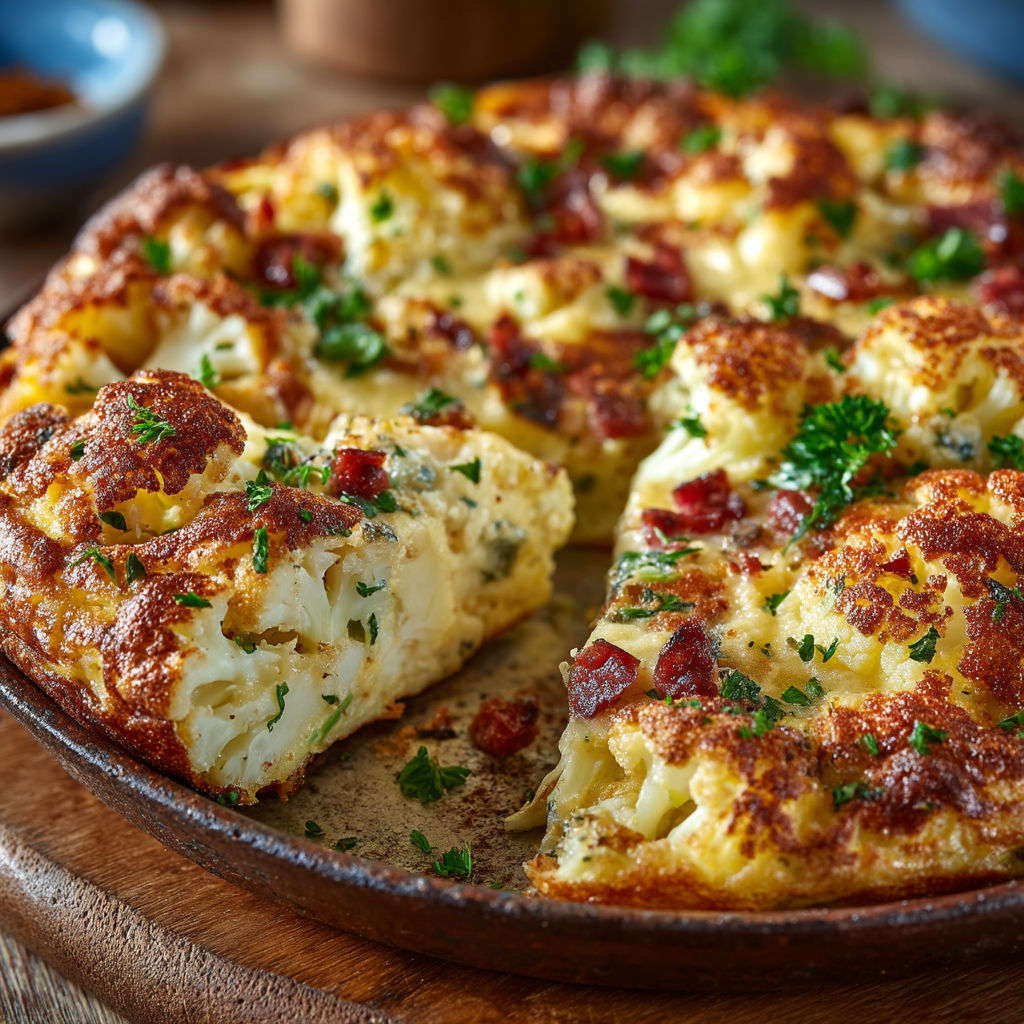 Une pizza de frittata au chou-fleur et comté.