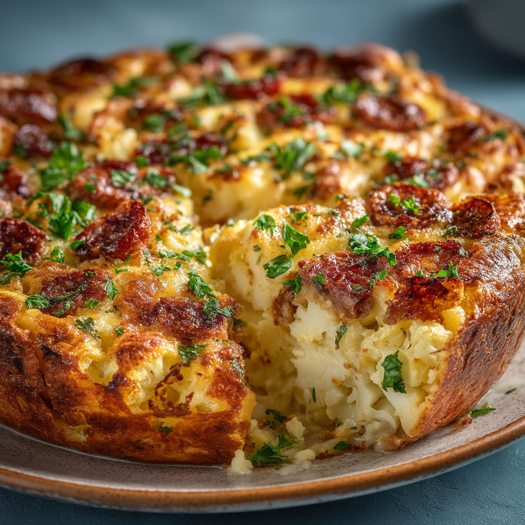 Une tarte au potato et au bacon.