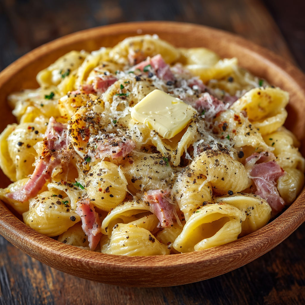 Les classiques coquillettes au jambon.