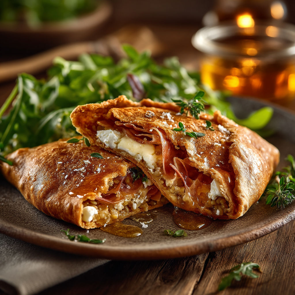 Une pâte de croissant avec des légumes et du fromage.
