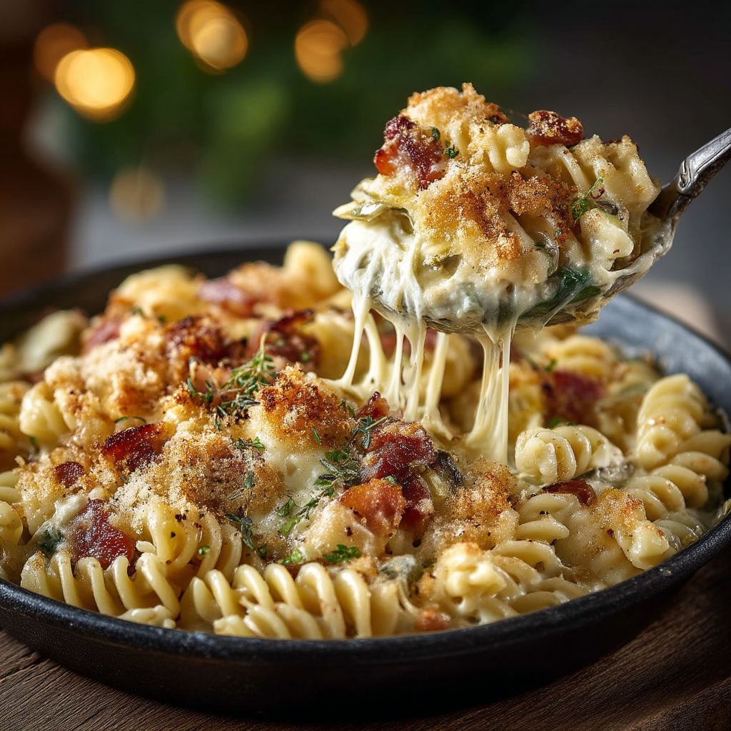 Une pâte de fusilli, poireaux et camembert.