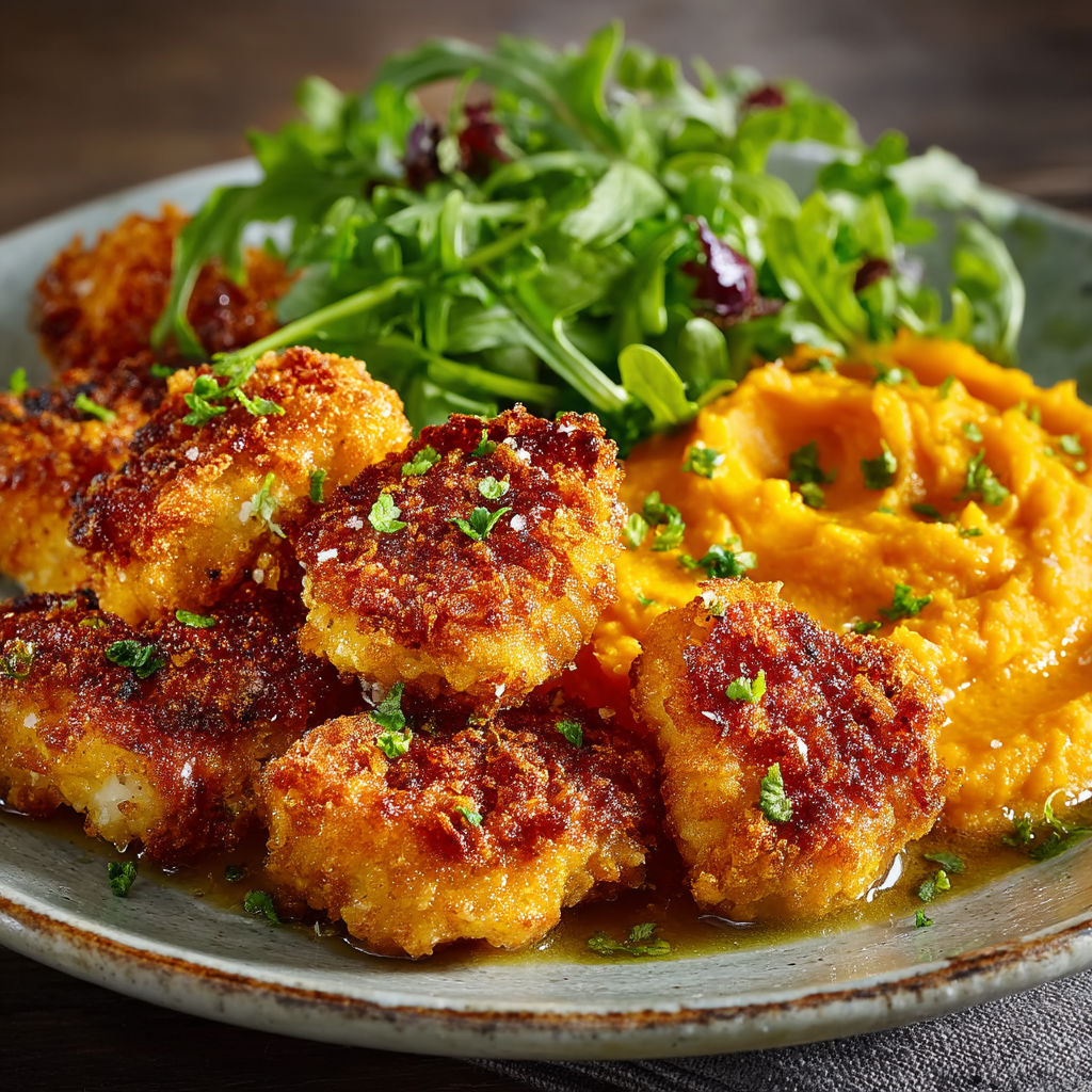 Une assiette de frites et de salade.