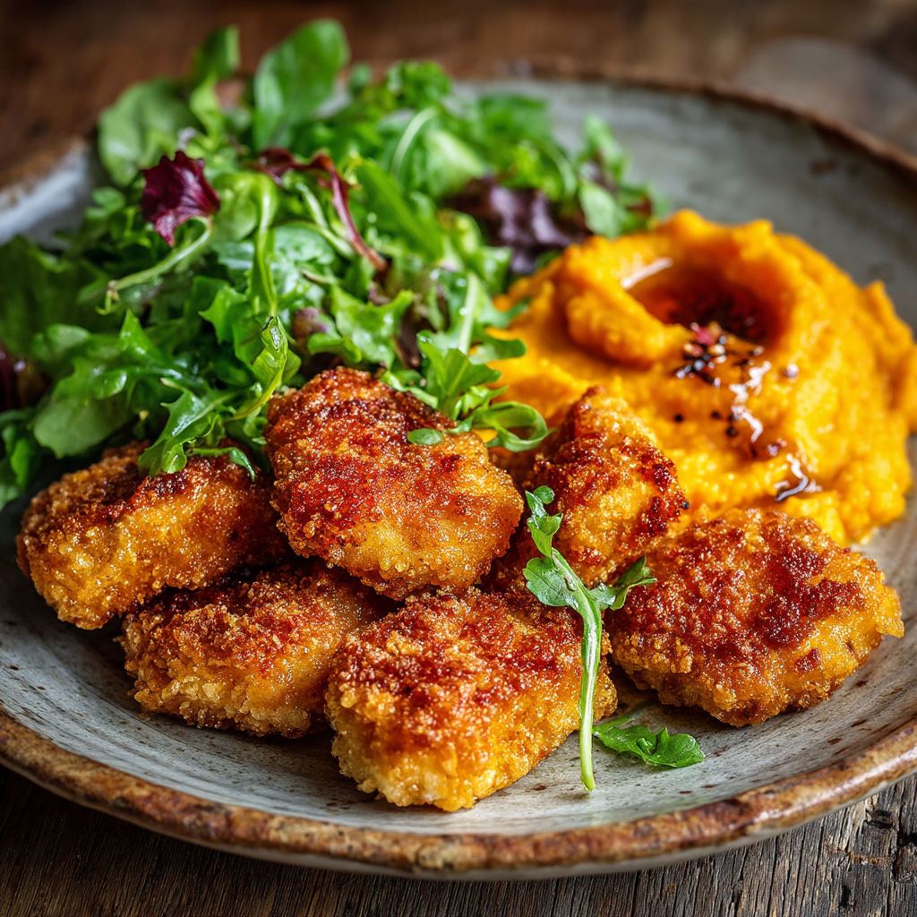 Une assiette de frites et de salade.