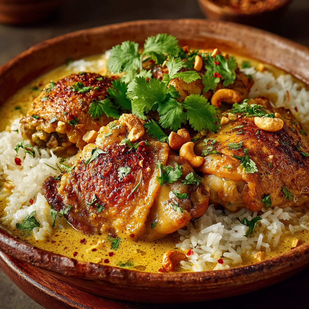 Une assiette de cuisses de poulet dans un curry.