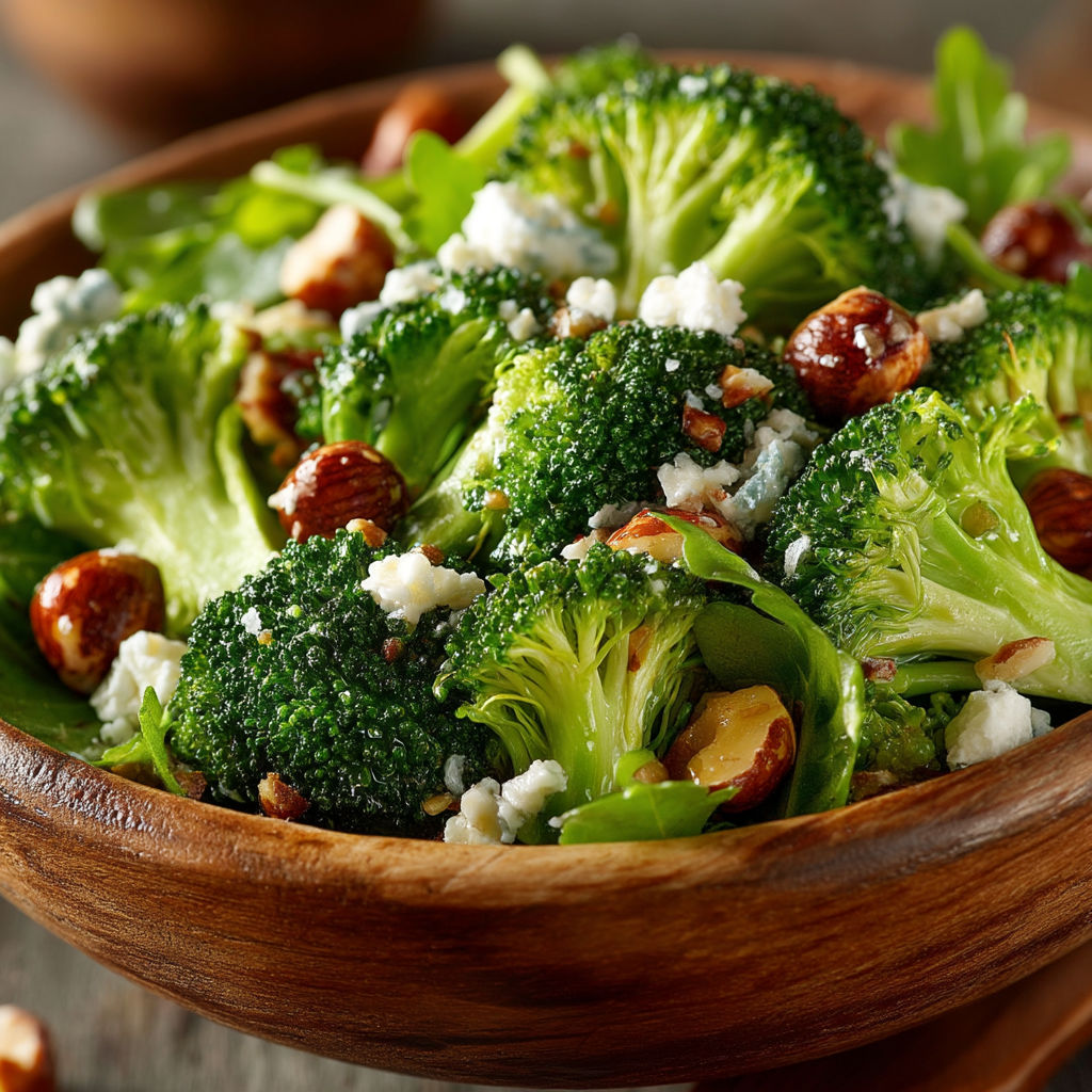Salade de brocoli avec des noix et du fromage.