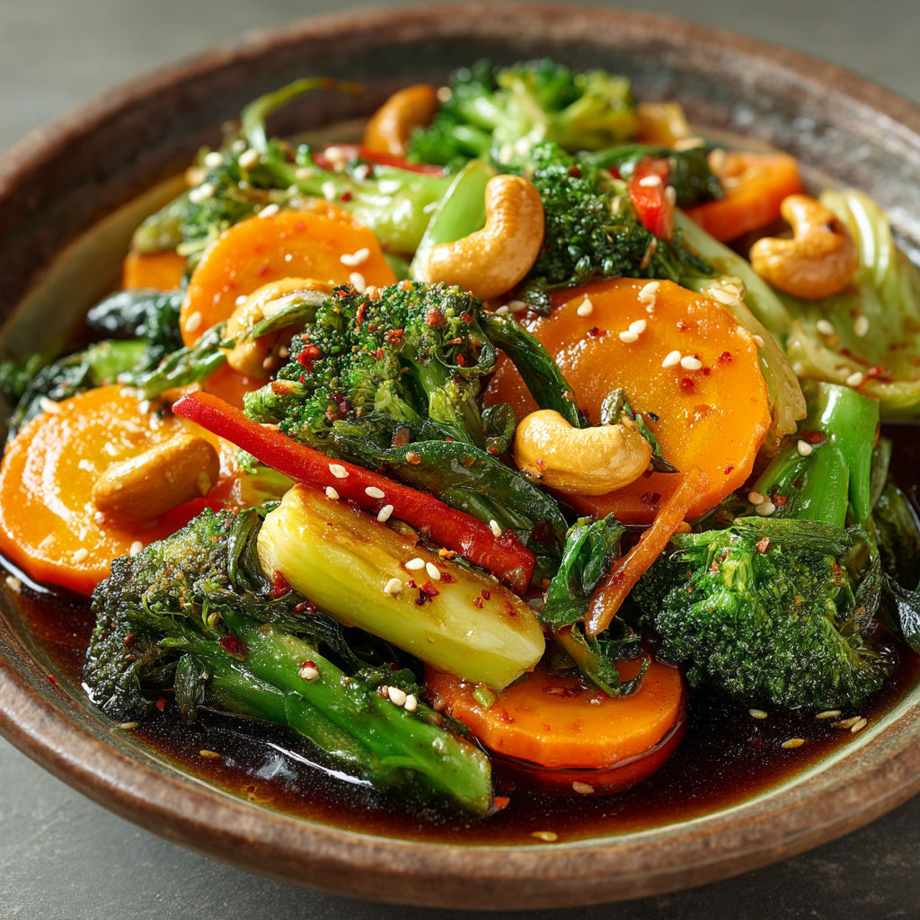 Une assiette de légumes verts et carottes.