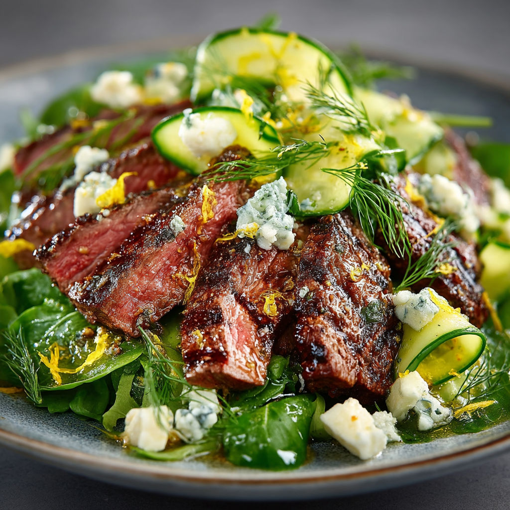 Une salade de viande avec des légumes et du fromage.