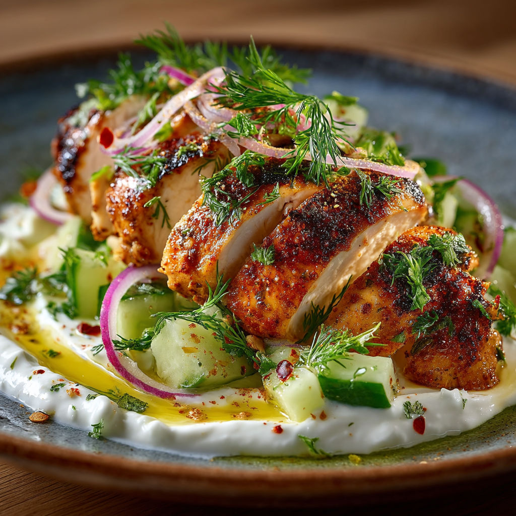 Une assiette de viande grillée avec des légumes.