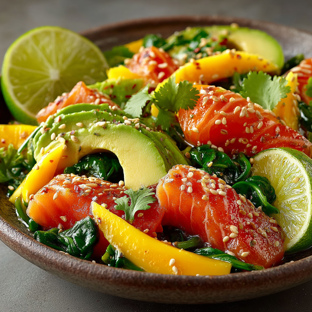 Une assiette de poisson et de légumes.