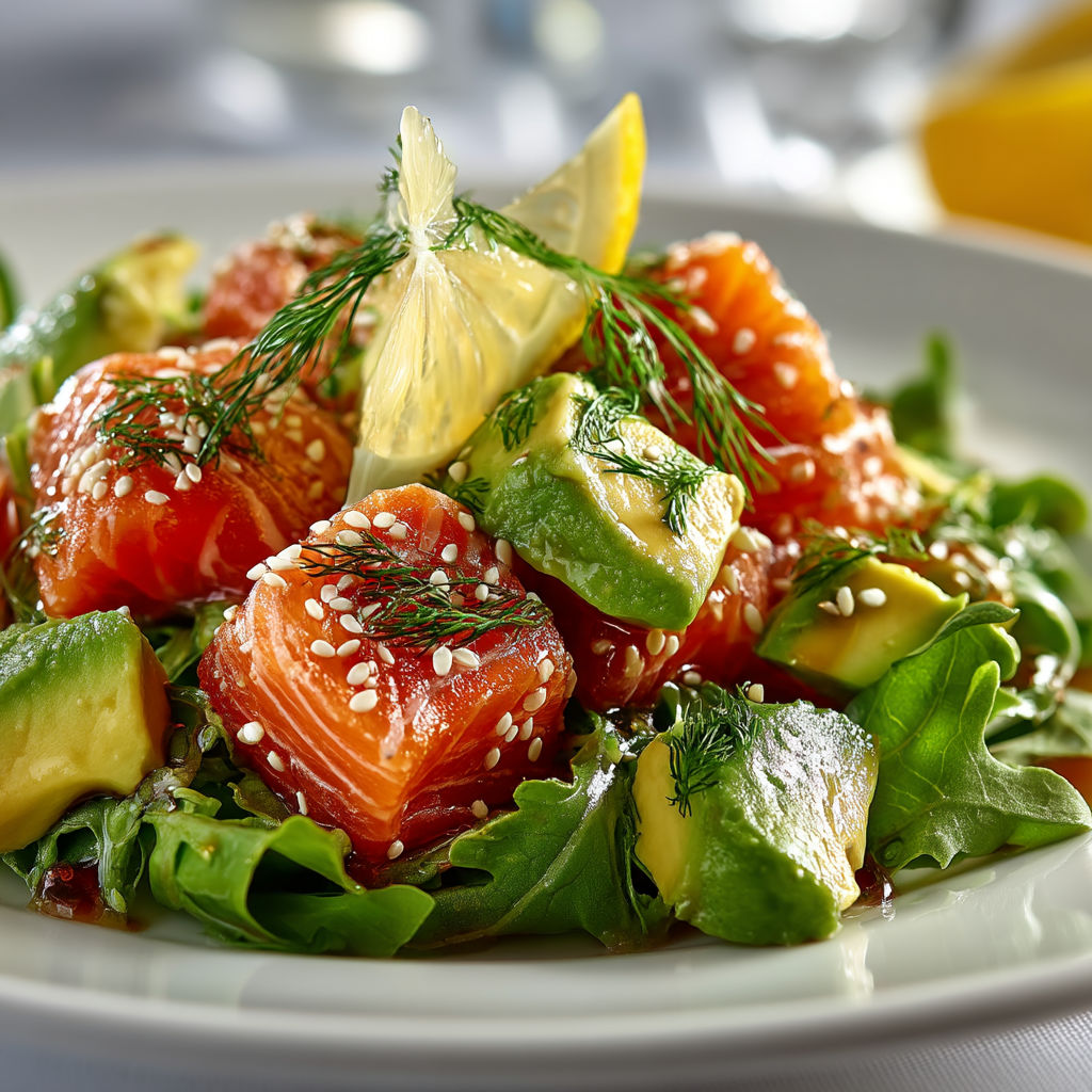 Salade de saumon et avocat.