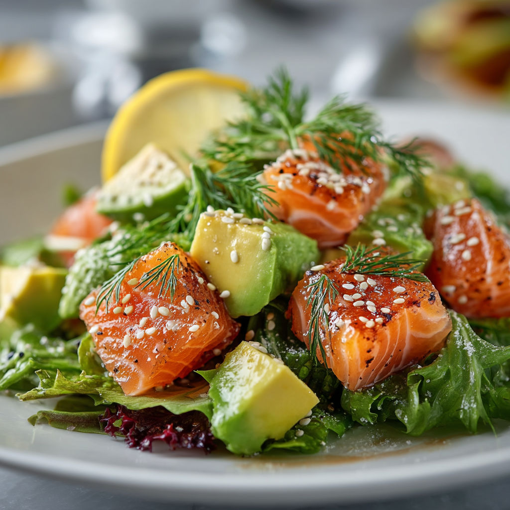 Salade de saumon et avocat.