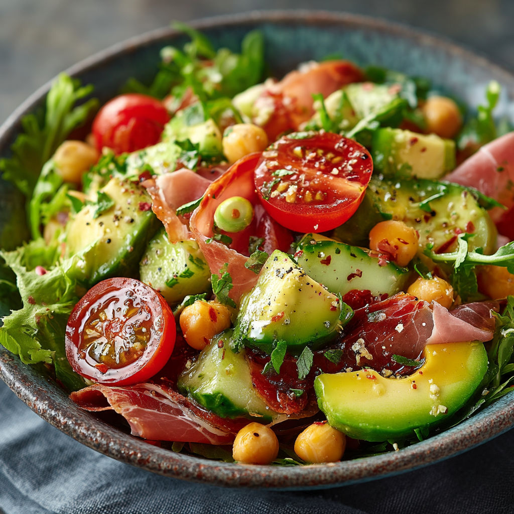 Salade avocat, concombre & pois chiches.