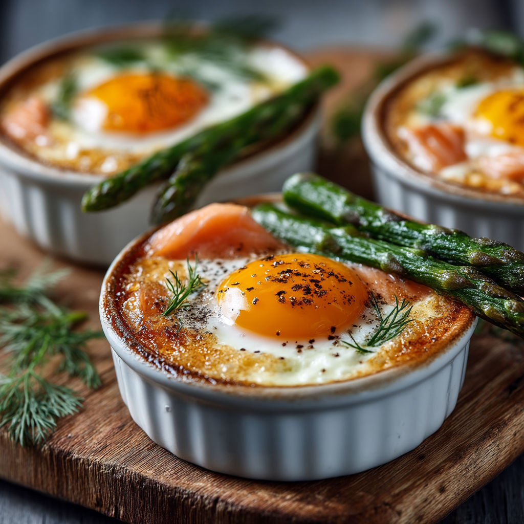 Un plat de poisson et asperges avec des oeufs.
