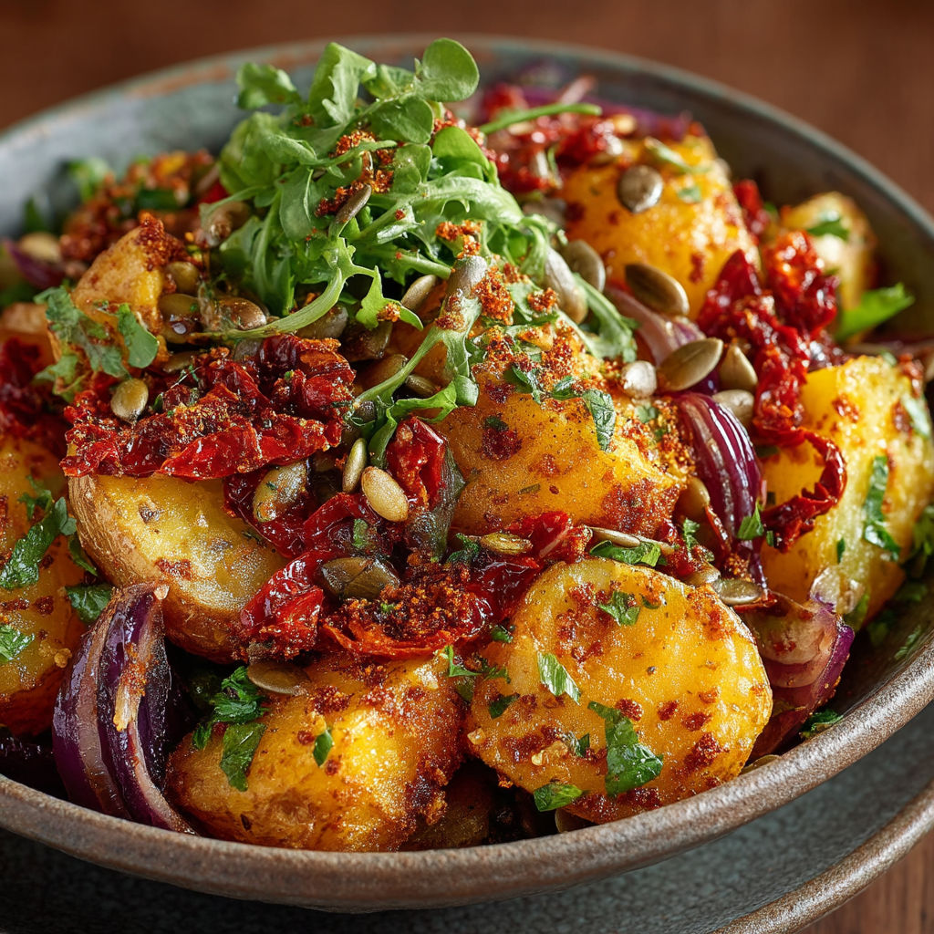 Une salade de légumes et de pommes de terre.