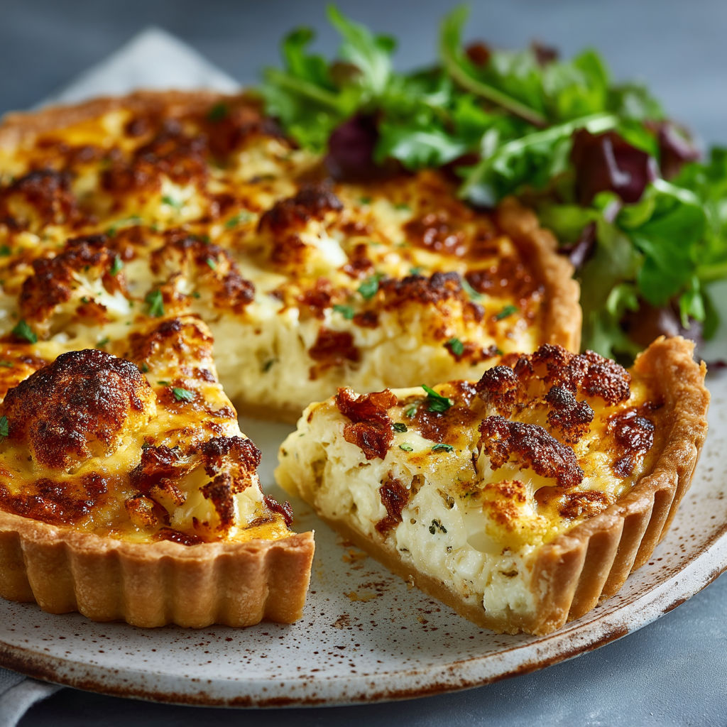 Une tarte aux pommes avec des légumes verts.