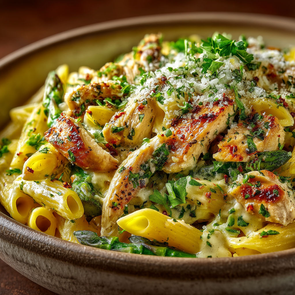 Une assiette de spaghetti avec des légumes et des viandes.