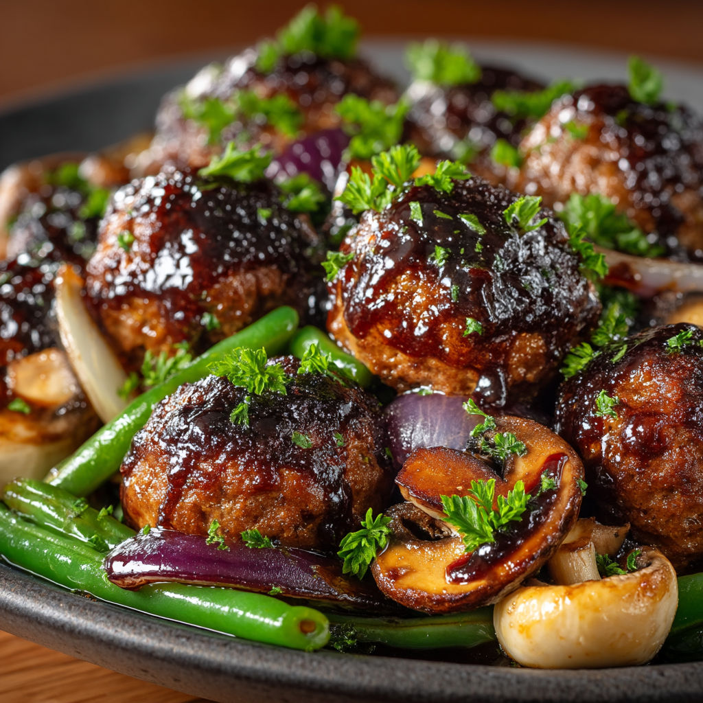 Boulettes de boeuf caramélisées.