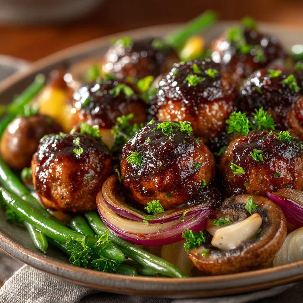 Une assiette de légumes et de viande.