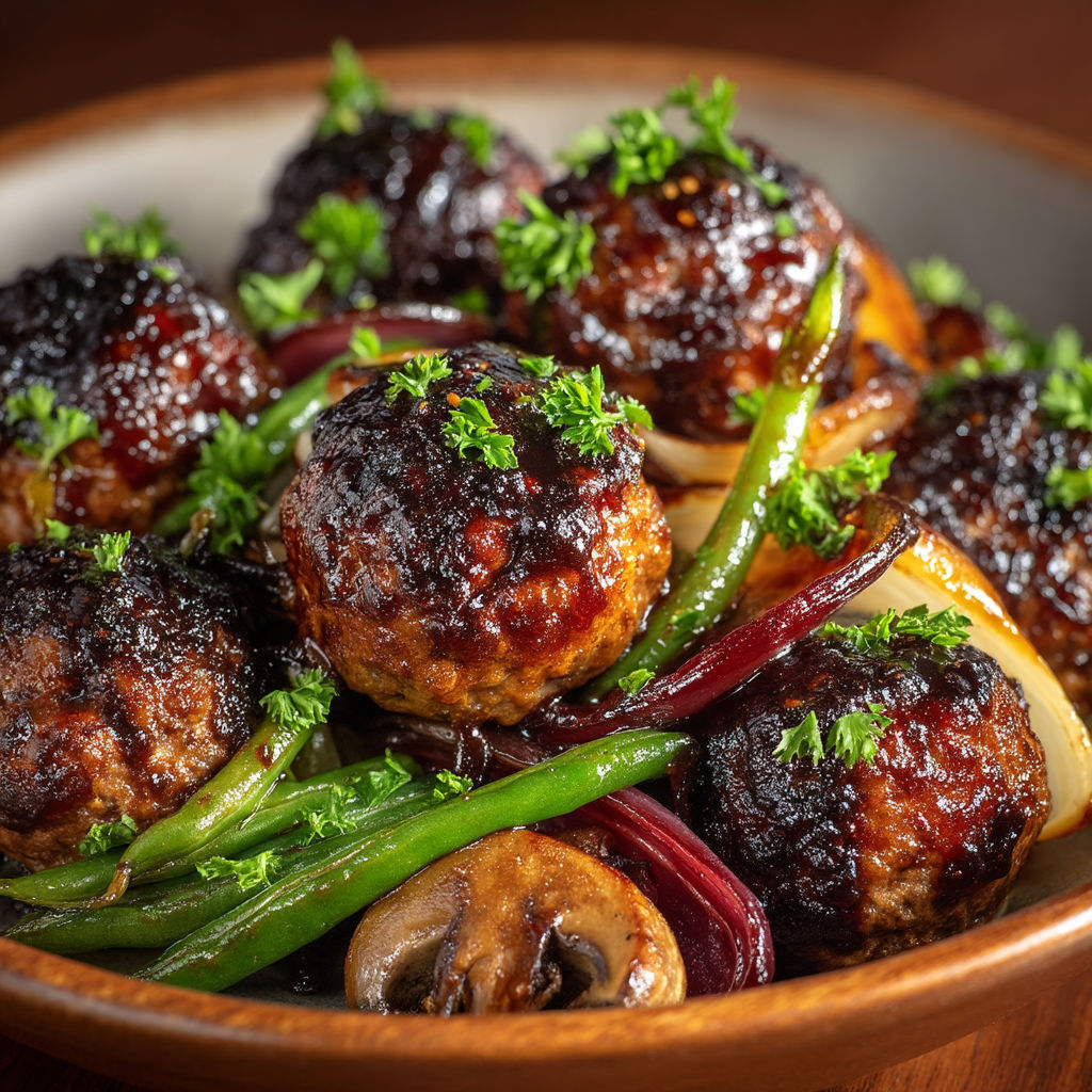 Une assiette de viande et légumes.