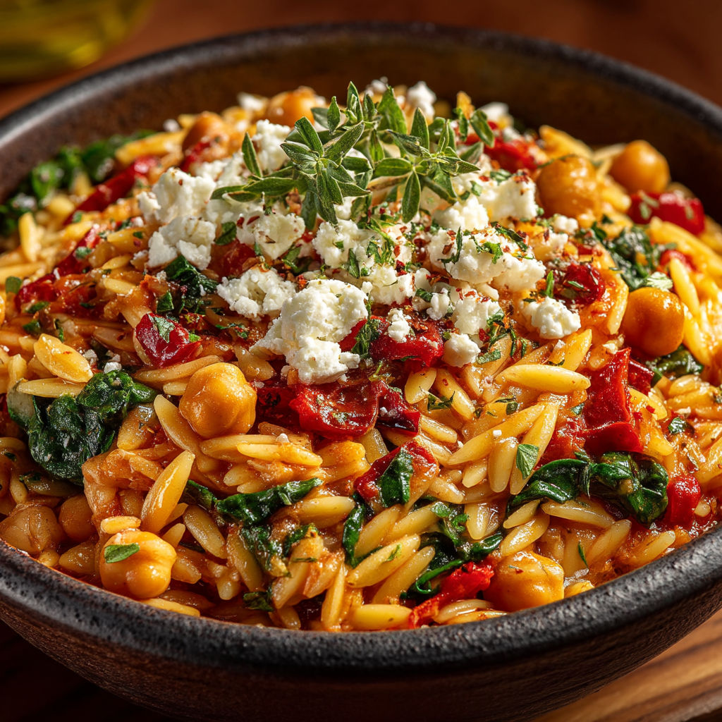 Une assiette de pâtes avec des légumes et des graines.