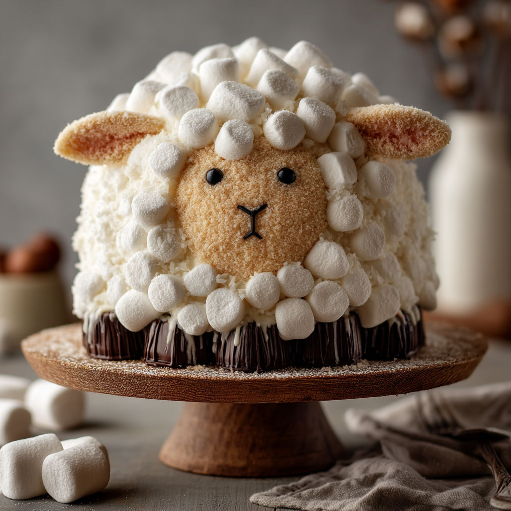 Gâteau mouton aux marshmallow.