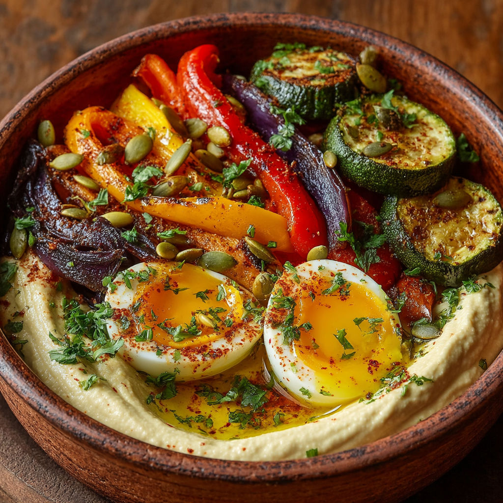 Une assiette de légumes et de poivrons.