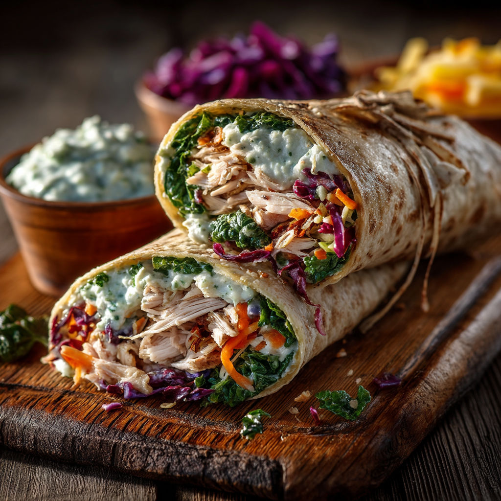 Une poignée de sauce et une poignée de légumes dans un sandwich.