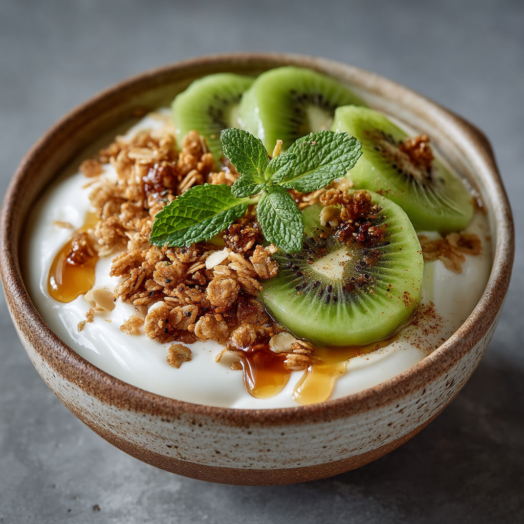 Un bol de yogourt avec des fruits frais.