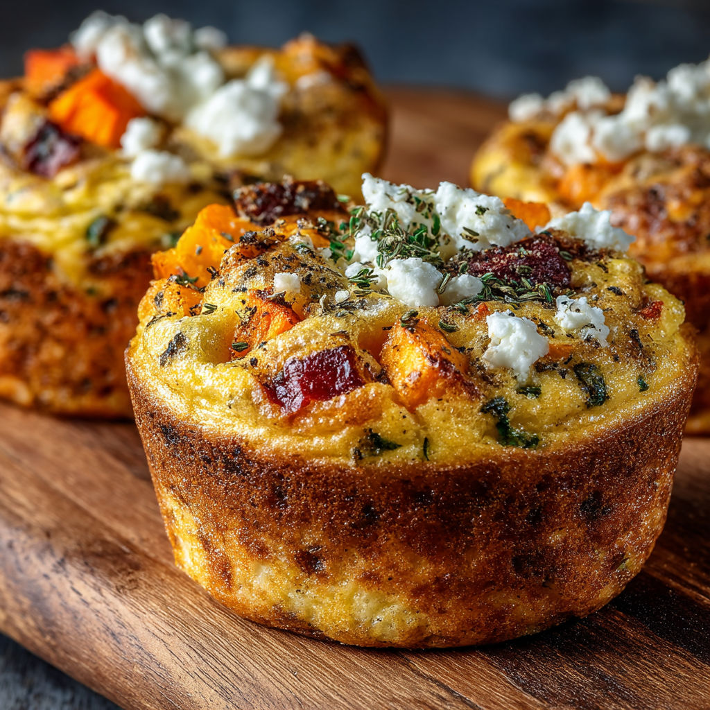 Quatre mini muffins de poulet protéinés.