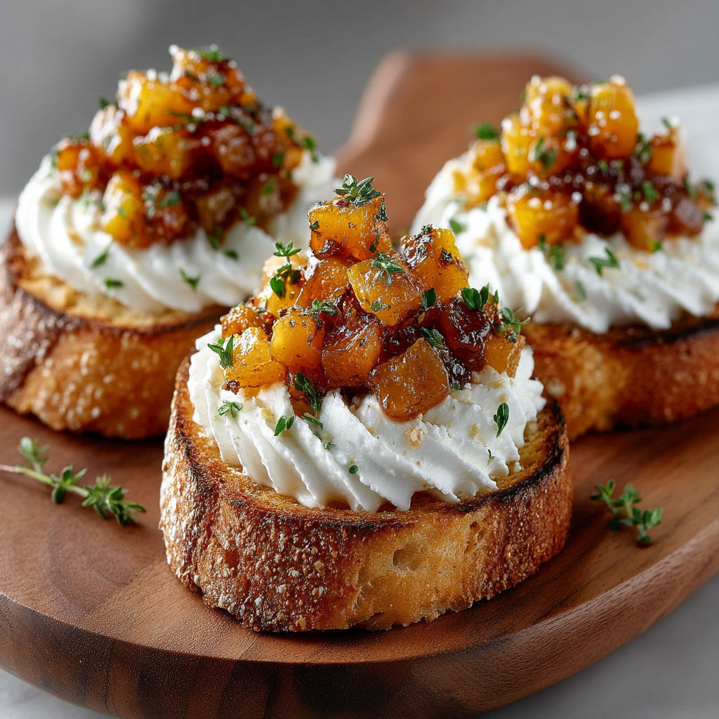 Briochettes au fromage de chèvre et kaki.