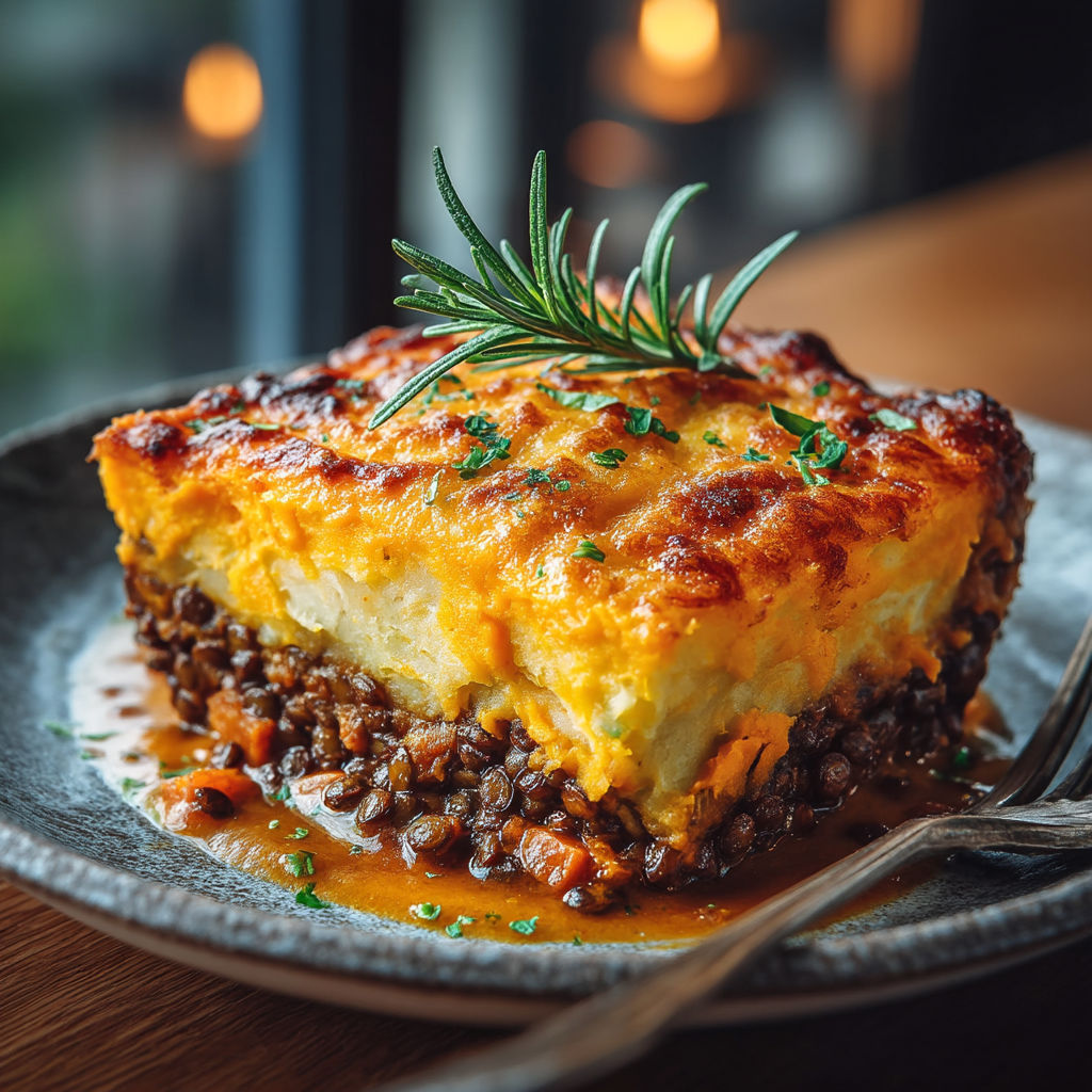 Une tarte au citron avec des herbes fraîches.