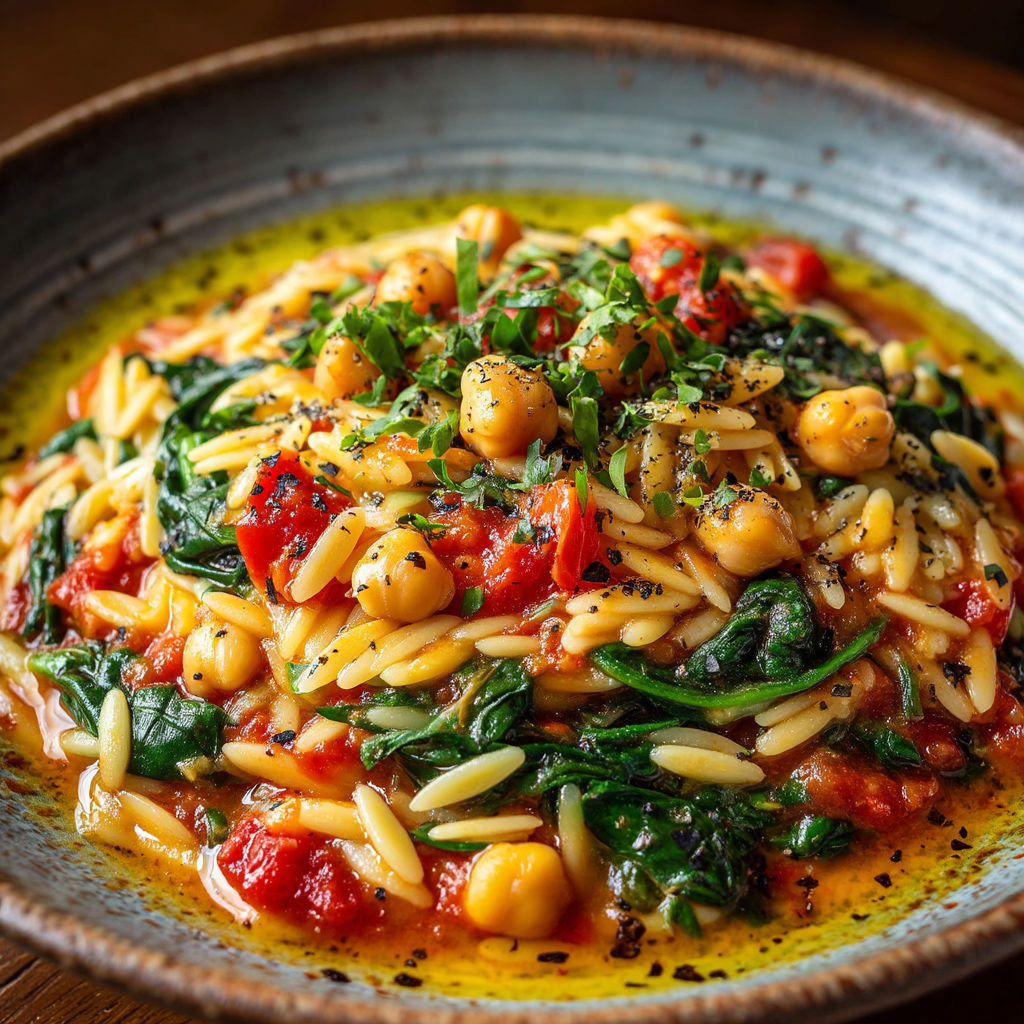 Orzo aux épinards & pois chiche.