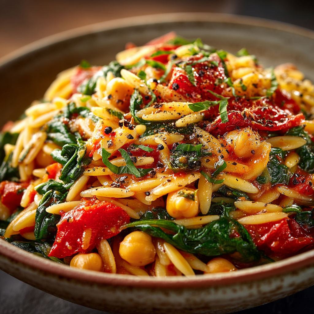 Une assiette de spaghetti avec des légumes verts et des tomates.