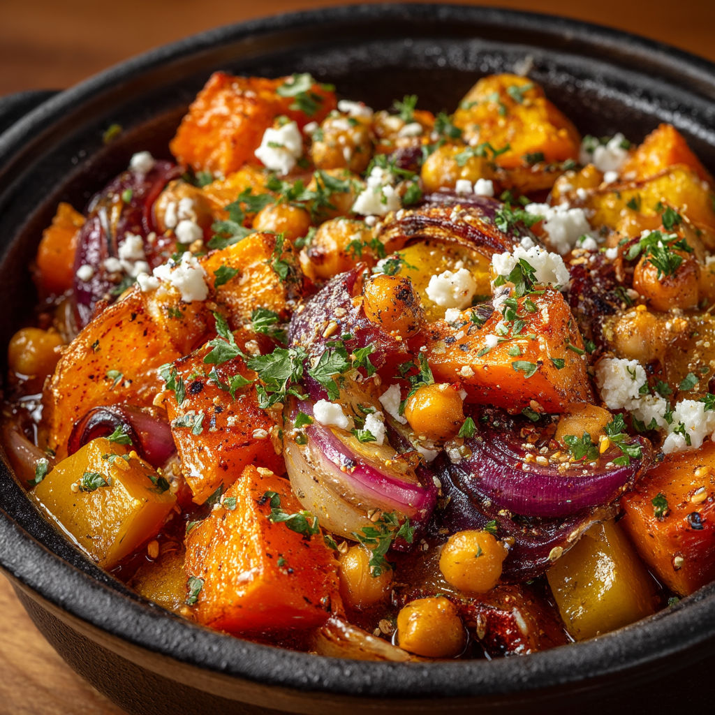 Un plat de légumes et légumineux.