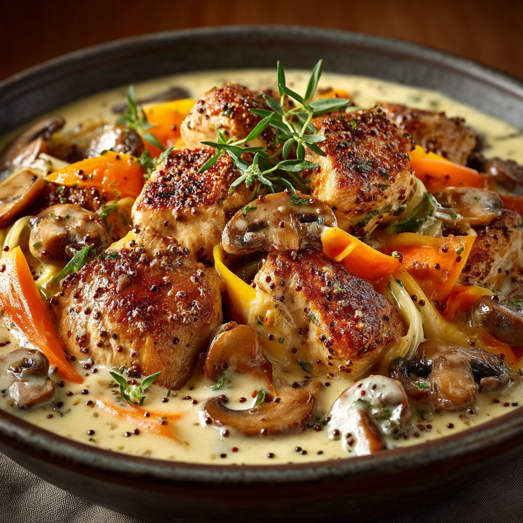 Une assiette de viande et légumes.