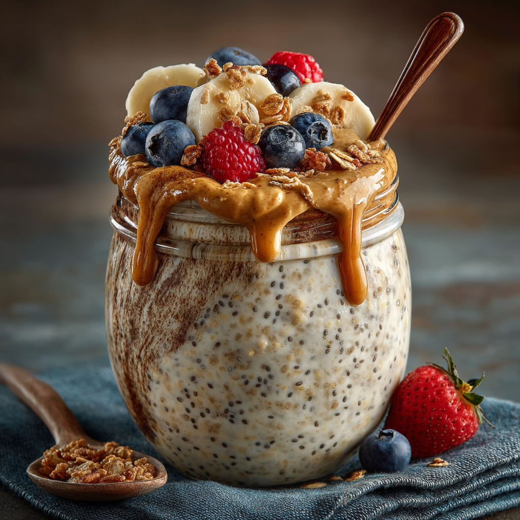 Un dessert en verre contenant des fruits, des granola et du beurre.