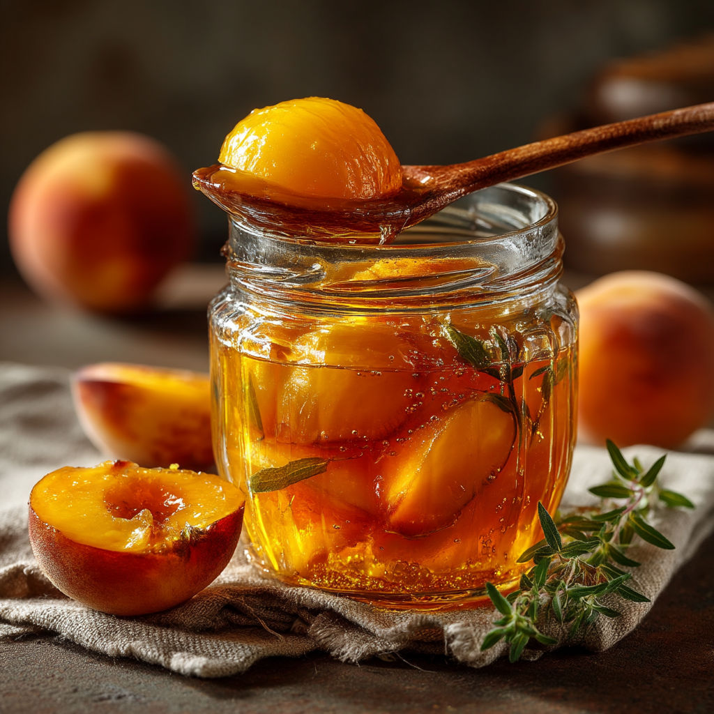 Bocaux de pêches au sirop.