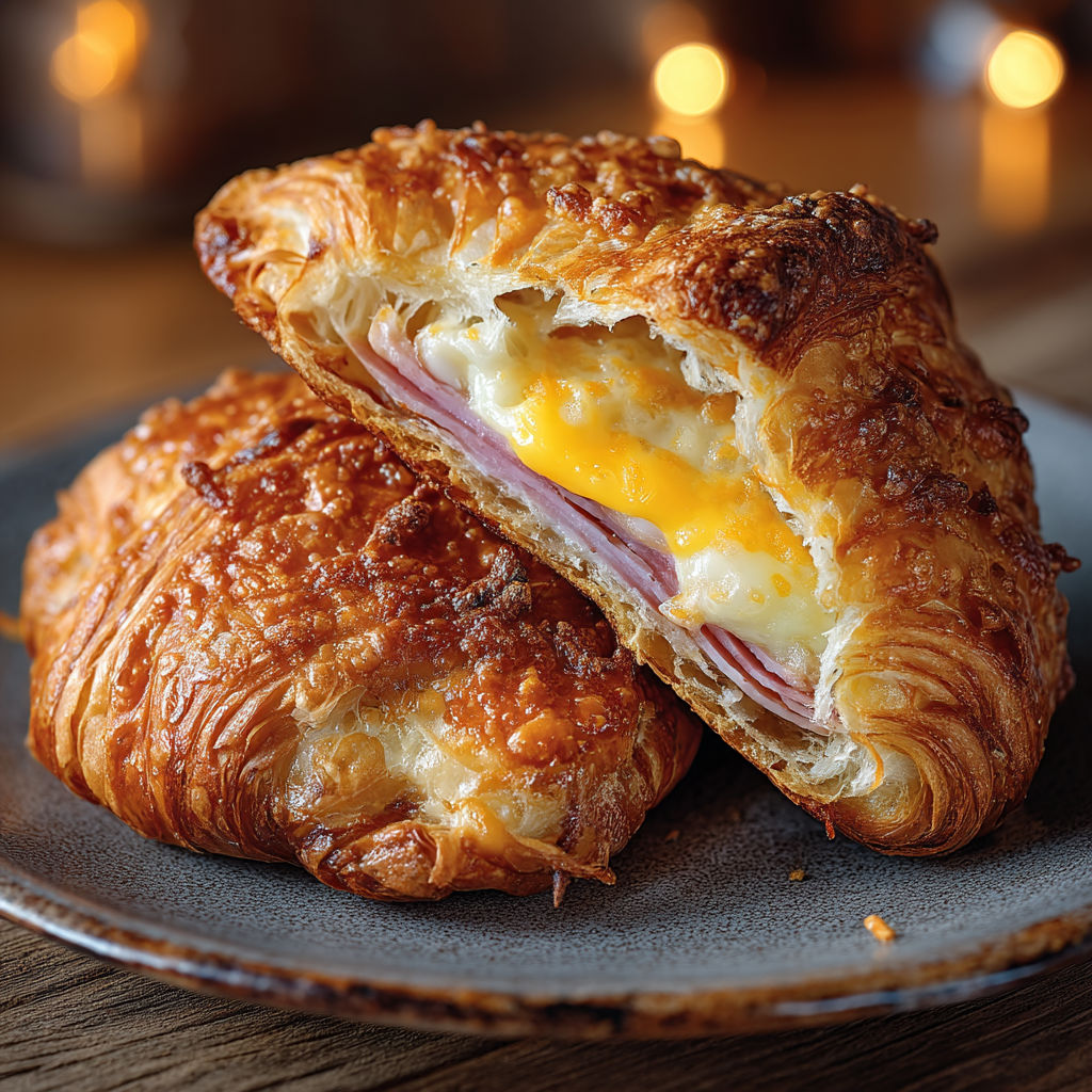 Croissants salés jambon et fromage.