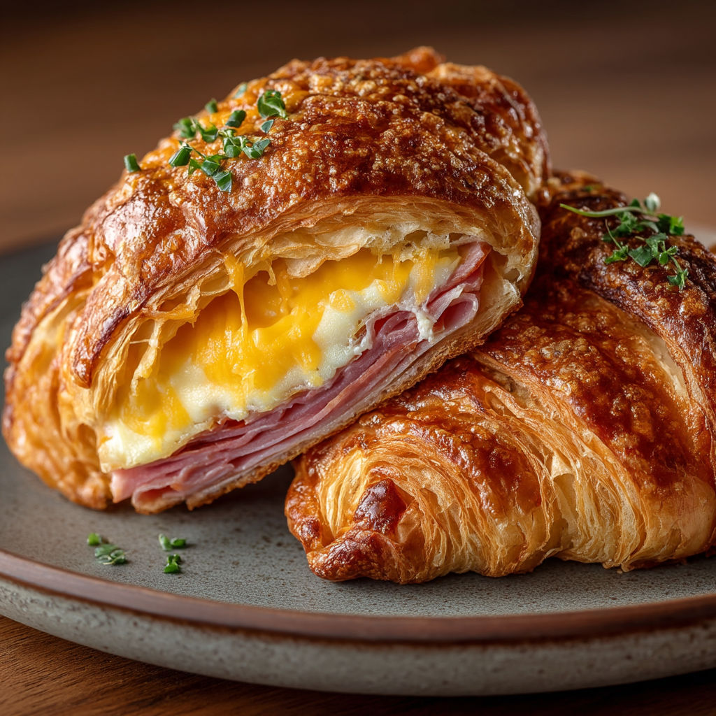 Croissant au jambon et fromage.