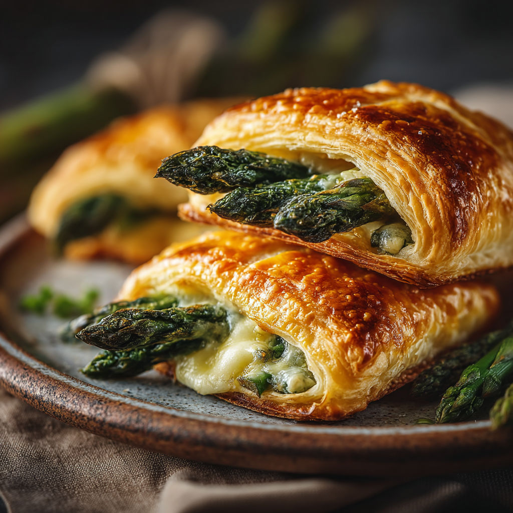 Une tranche de sandwich au fromage et aux asperges.