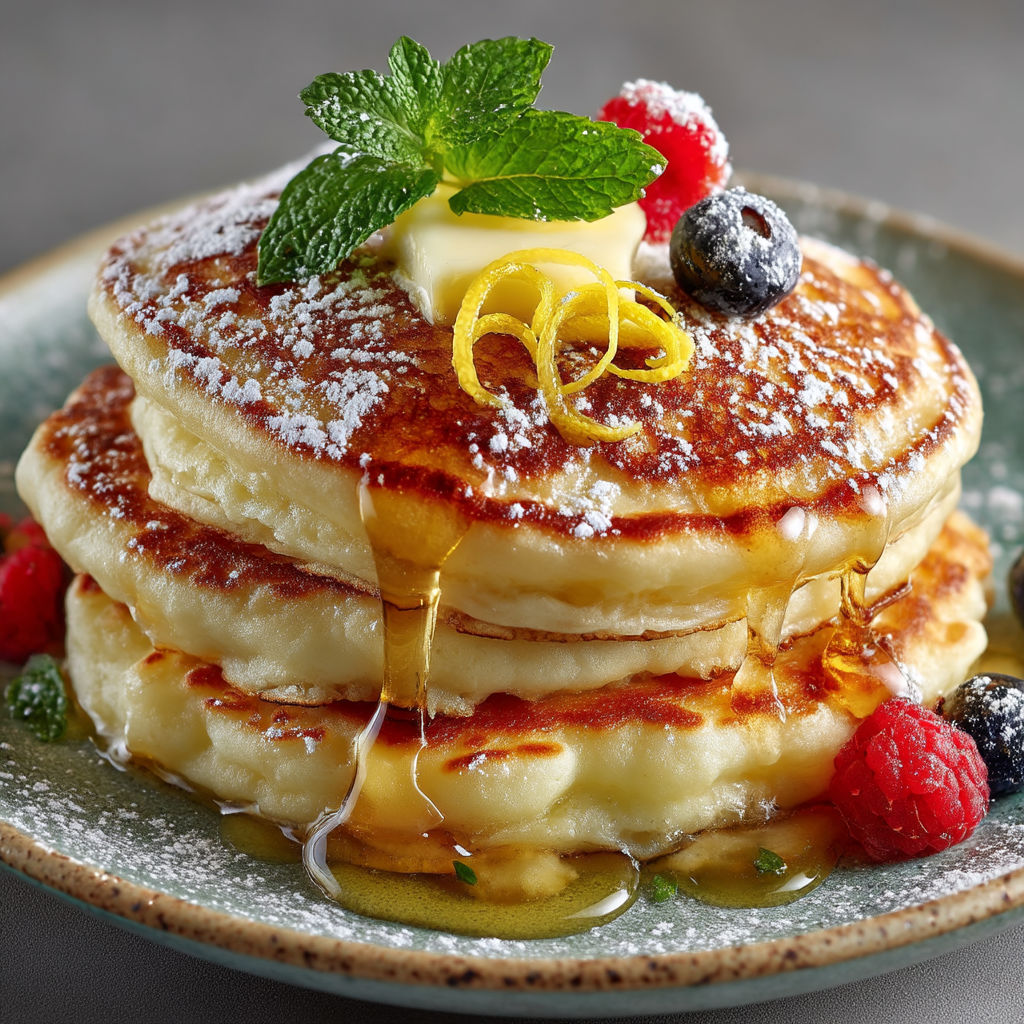 Pancakes with ricotta and citron.