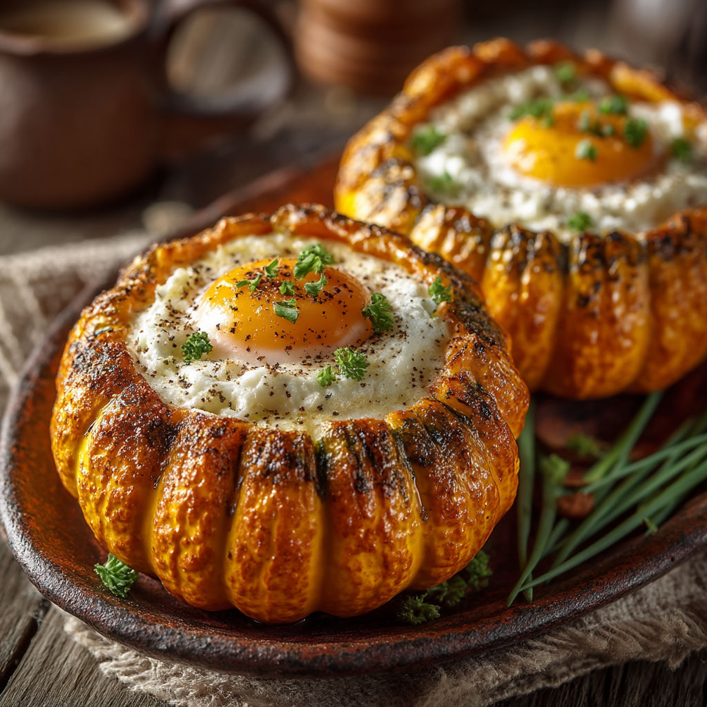 Two dishes with eggs and vegetables.