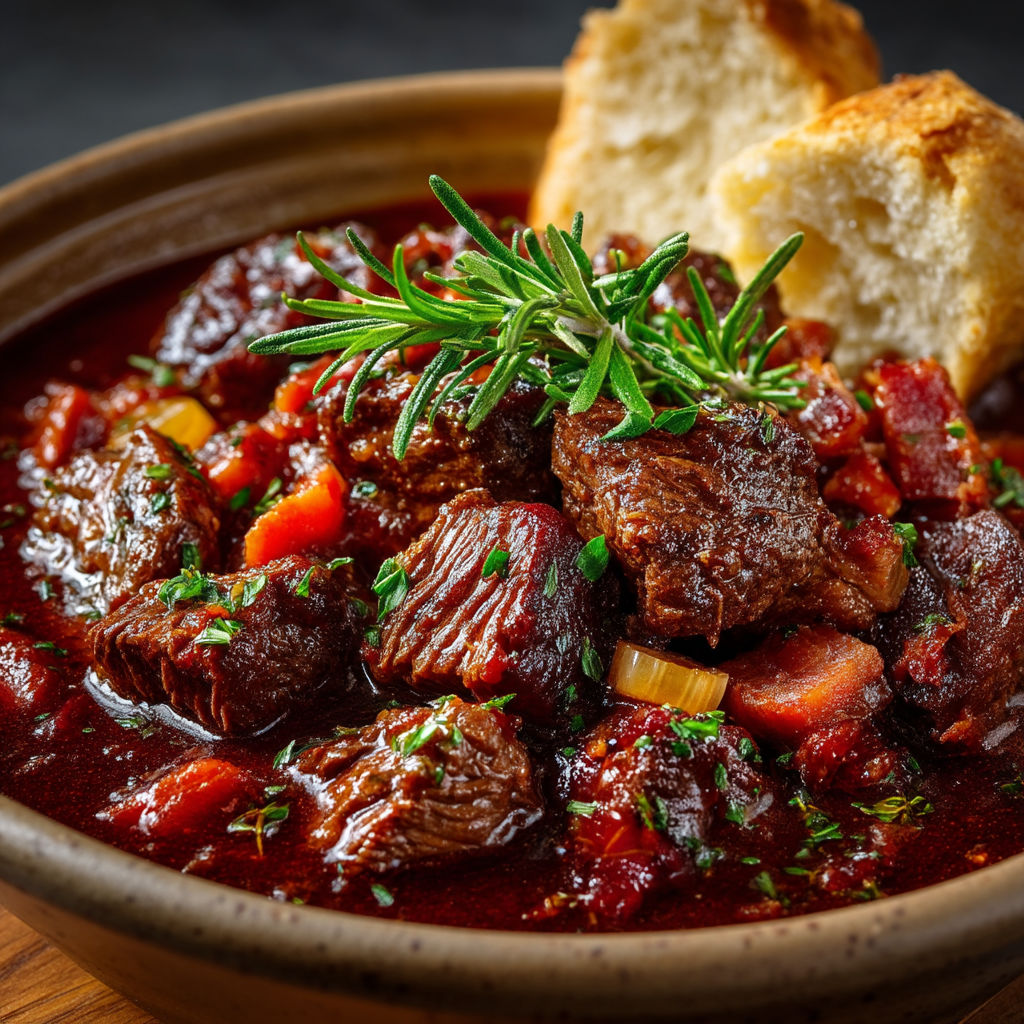 Une soupe chaude avec des herbes et des légumes.