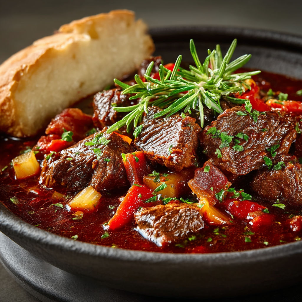 Une soupe avec des herbes et des légumes.
